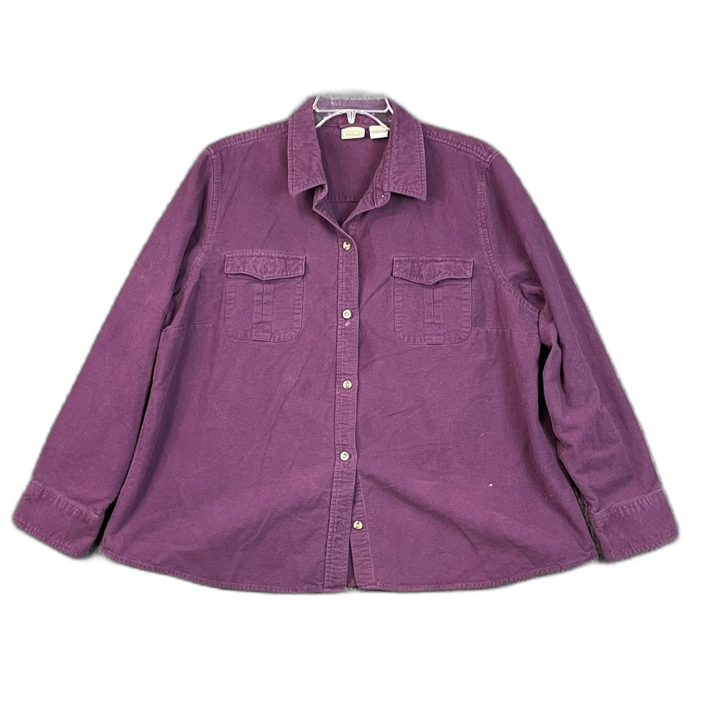 Vintage 90s L.L.Bean Chamois Shirt Womens 2X Long Sleeve Button Up Corpore Retro